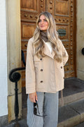 Manteau Trenchcourt Femme avec Double Rangée de Boutonnage et Large Col