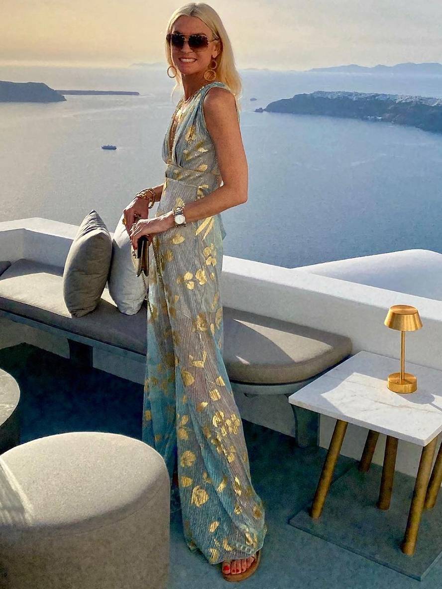 Robe longue sans manches à décolleté en V pour femmes