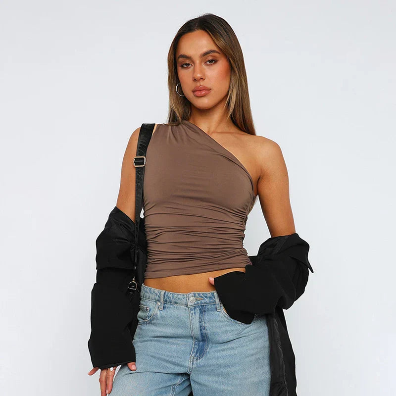 Top Asymétrique Avec Dos Ouvert Pour Femme | Idéal Pour Les Sorties Et Les Tenues Du Soir