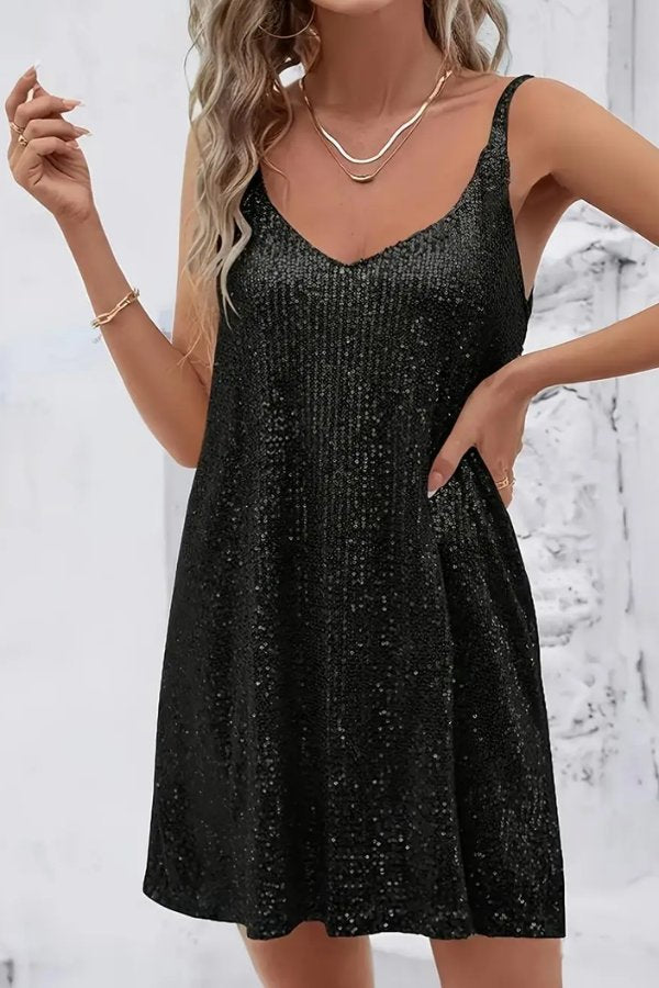 Robe Mini Pailletée Glamoureuse et Éblouissante