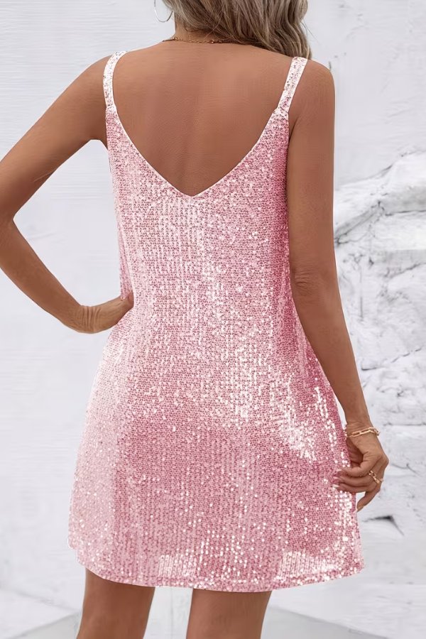 Robe Mini Pailletée Glamoureuse et Éblouissante