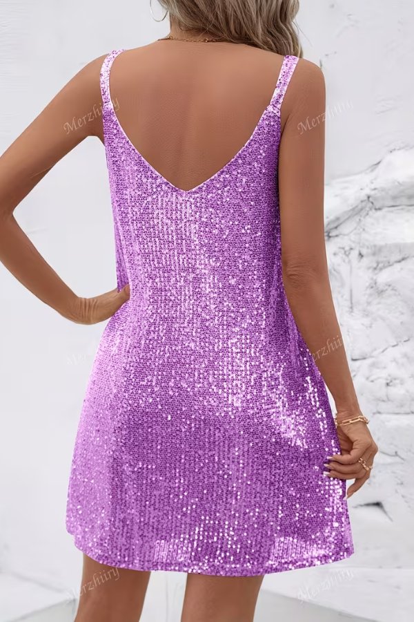 Robe Mini Pailletée Glamoureuse et Éblouissante