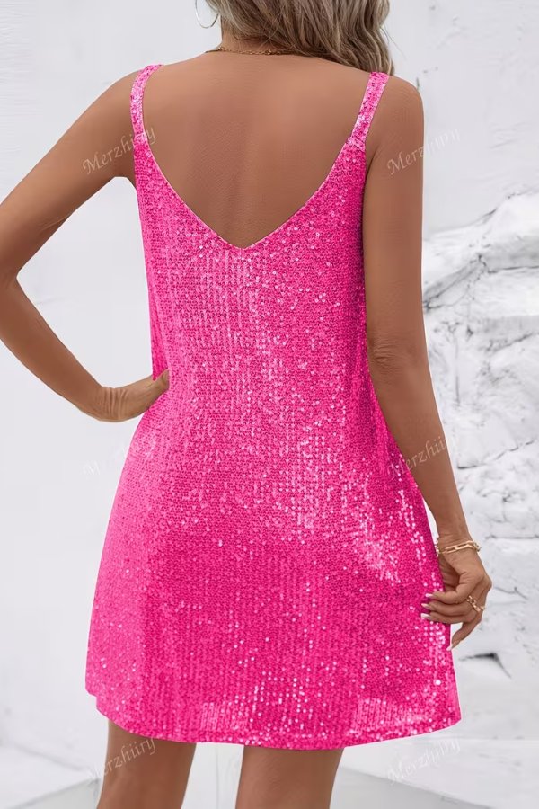 Robe Mini Pailletée Glamoureuse et Éblouissante