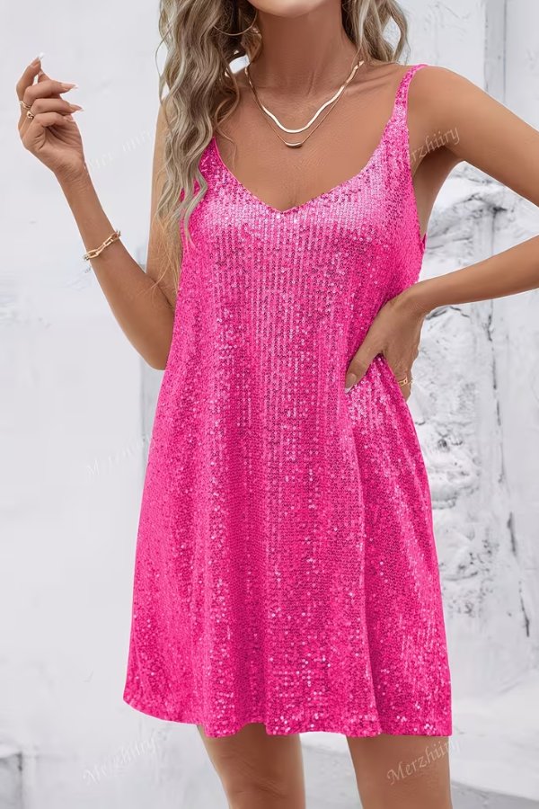 Robe Mini Pailletée Glamoureuse et Éblouissante