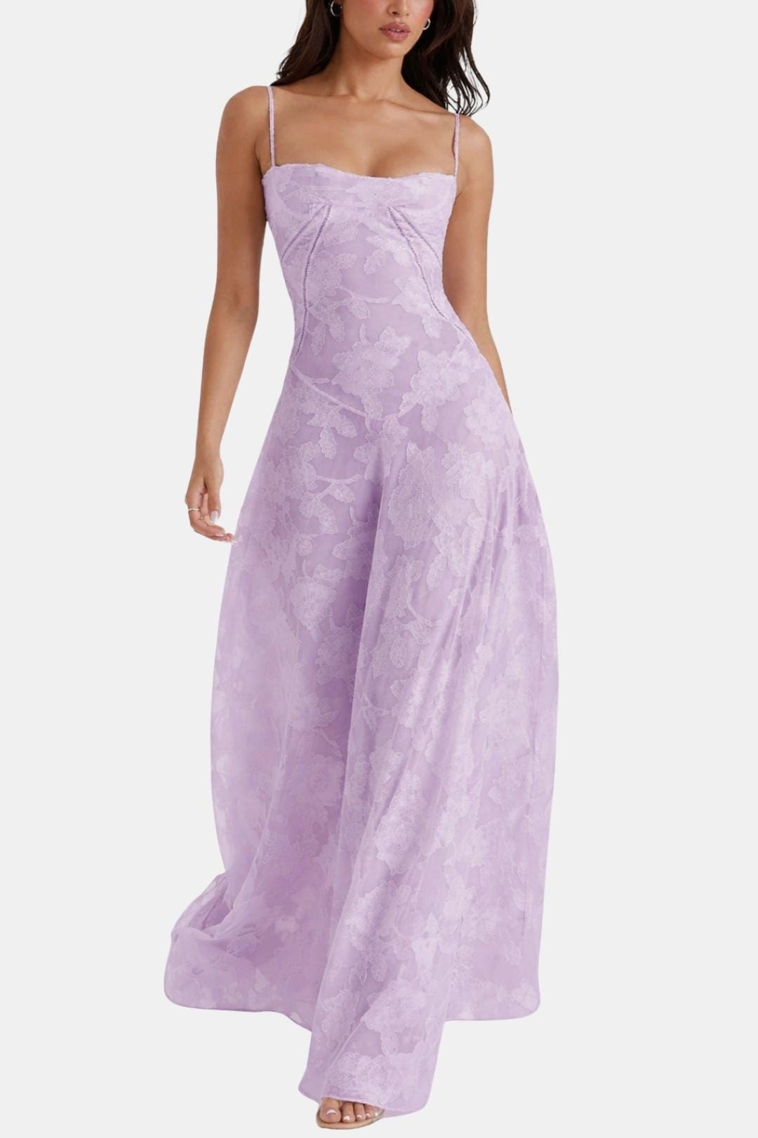 Robe Longue Avec Corsage Structuré Et Imprimé Floral Pour Femme | Idéale Pour Le Printemps Et Les Occasions Formelles