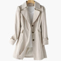 Manteau Trench Classique Femme avec Boutons et Coupe Longue