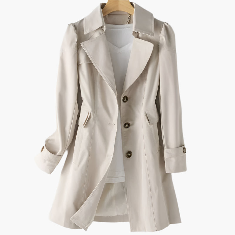 Manteau Trench Classique Femme avec Boutons et Coupe Longue