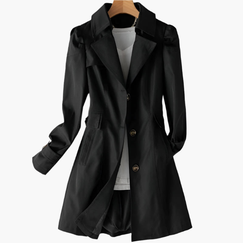 Manteau Trench Classique Femme avec Boutons et Coupe Longue