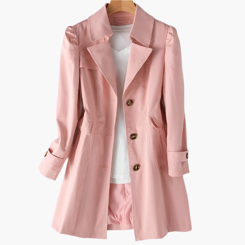 Manteau Trench Classique Femme avec Boutons et Coupe Longue