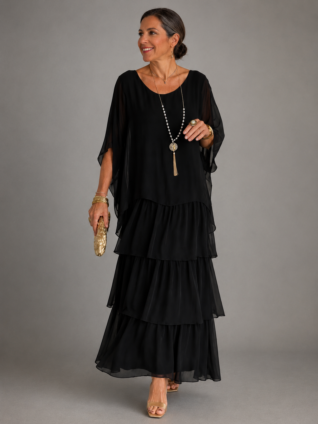 Lara | Robe maxi pour femmes avec col rond et poches