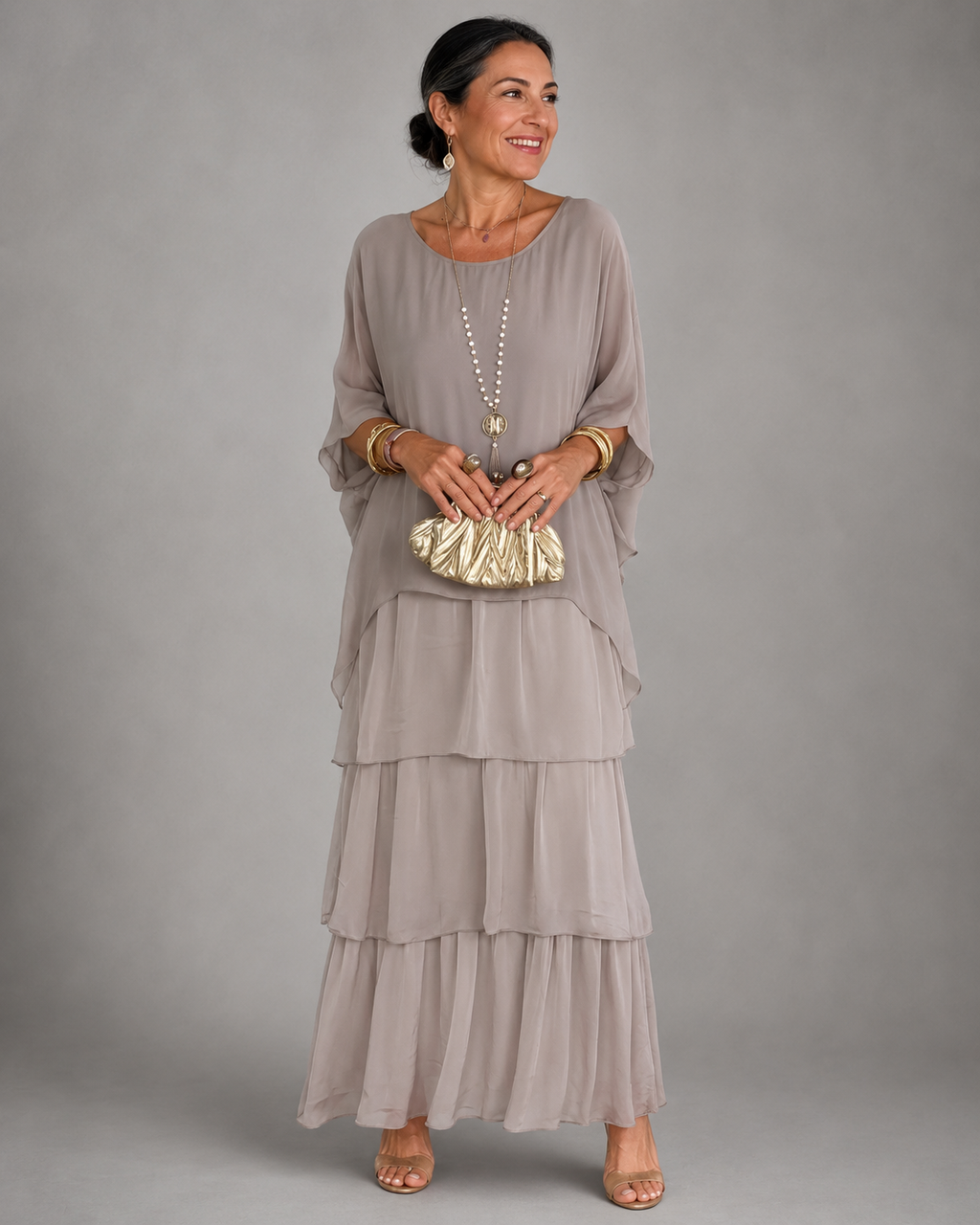 Lara | Robe maxi pour femmes avec col rond et poches