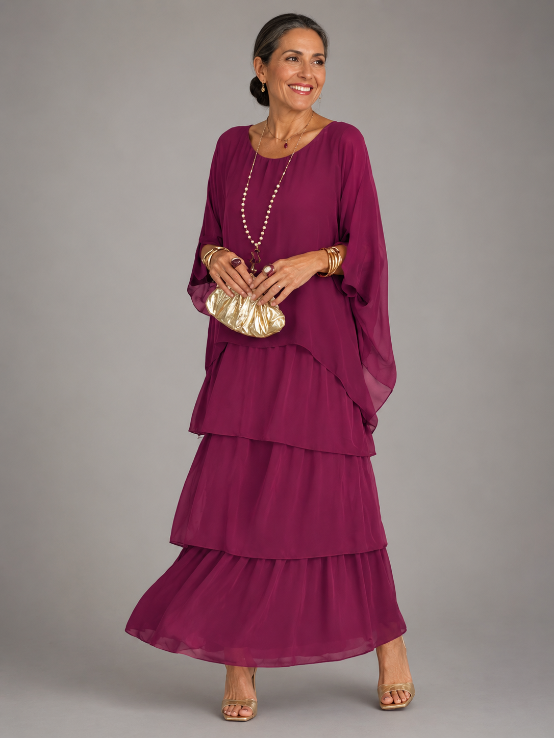 Lara | Robe maxi pour femmes avec col rond et poches