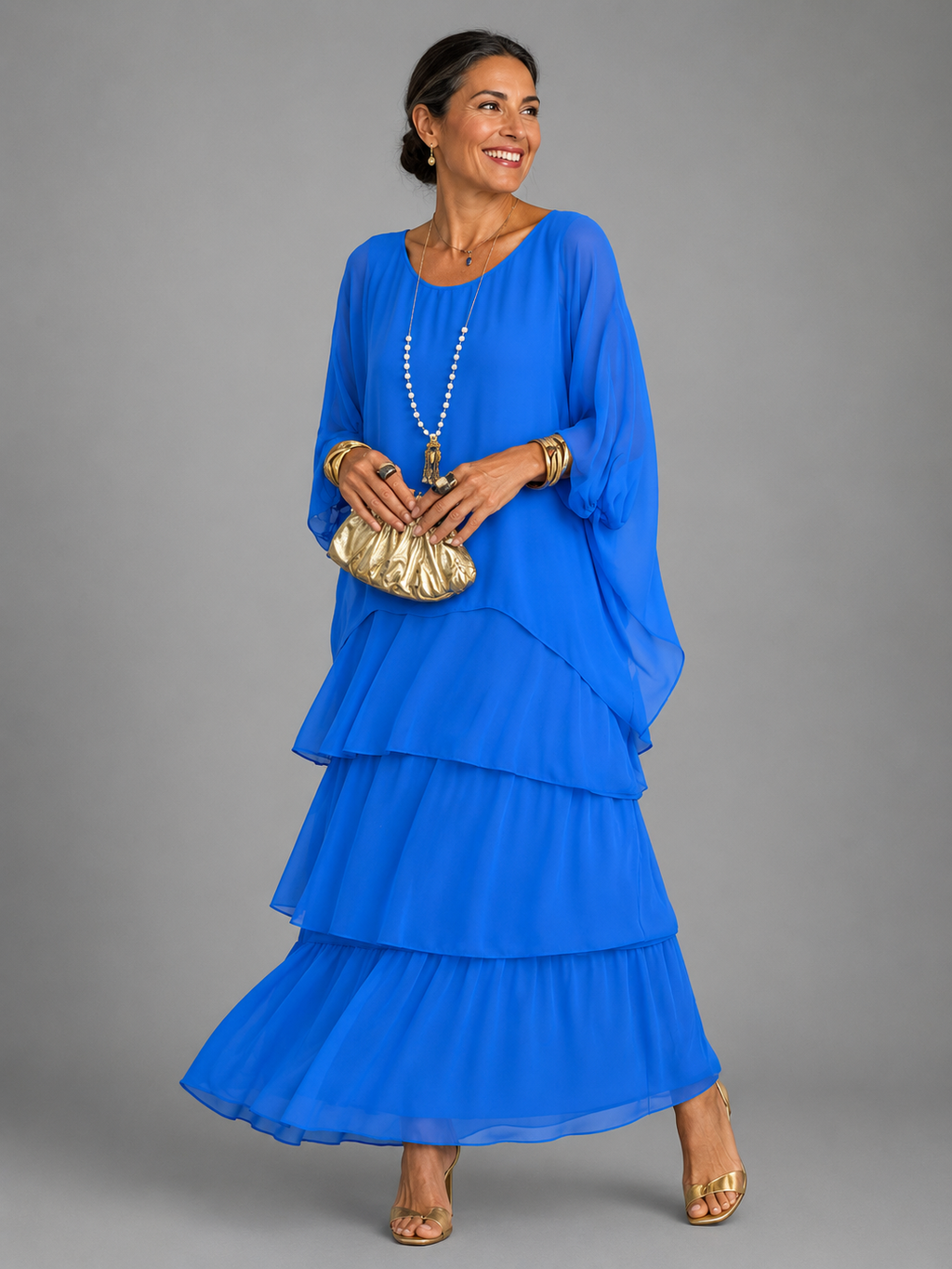Lara | Robe maxi pour femmes avec col rond et poches