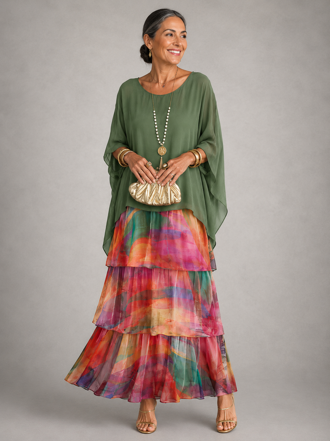 Lara | Robe maxi pour femmes avec col rond et poches