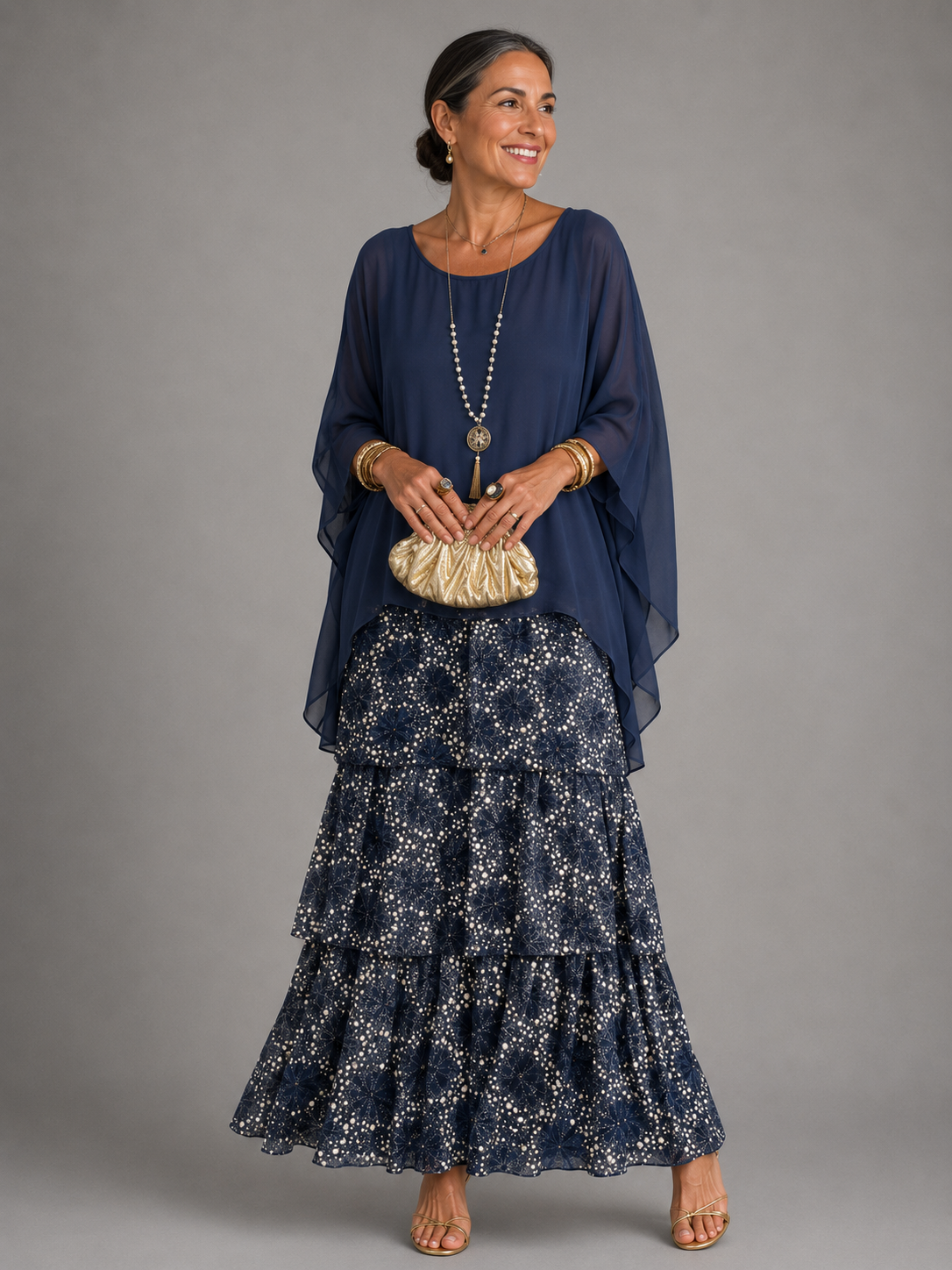Lara | Robe maxi pour femmes avec col rond et poches