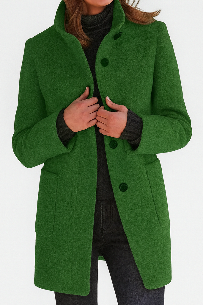 Manteau long à col classique avec boutons élégants