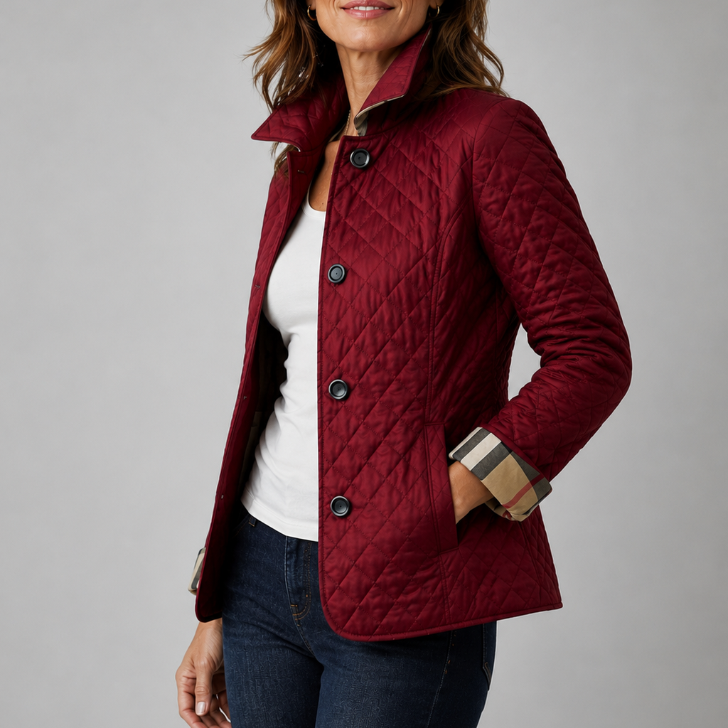 Veste matelassée femme à col montant et coupe longue