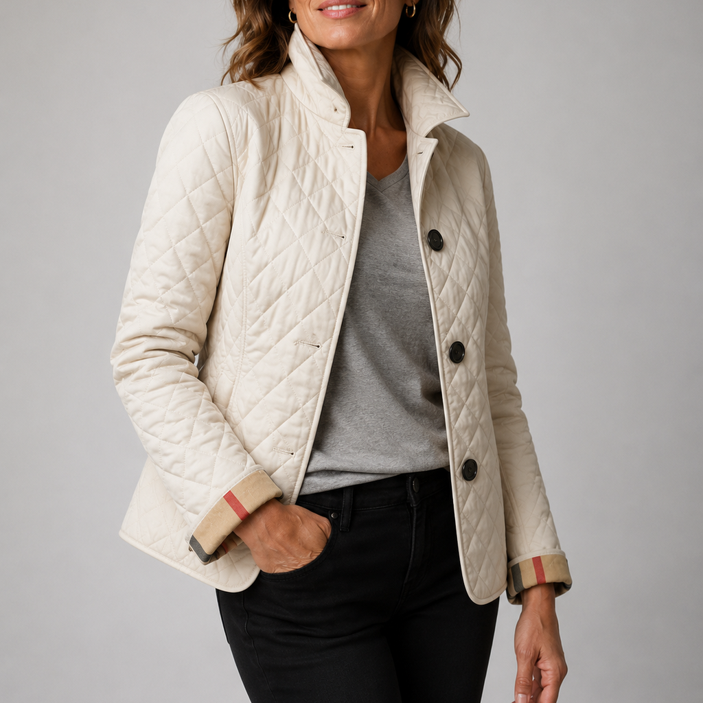 Veste matelassée femme à col montant et coupe longue