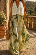 Wilhelmina | Ensemble d'été avec top à col halter et maxi-jupe florale