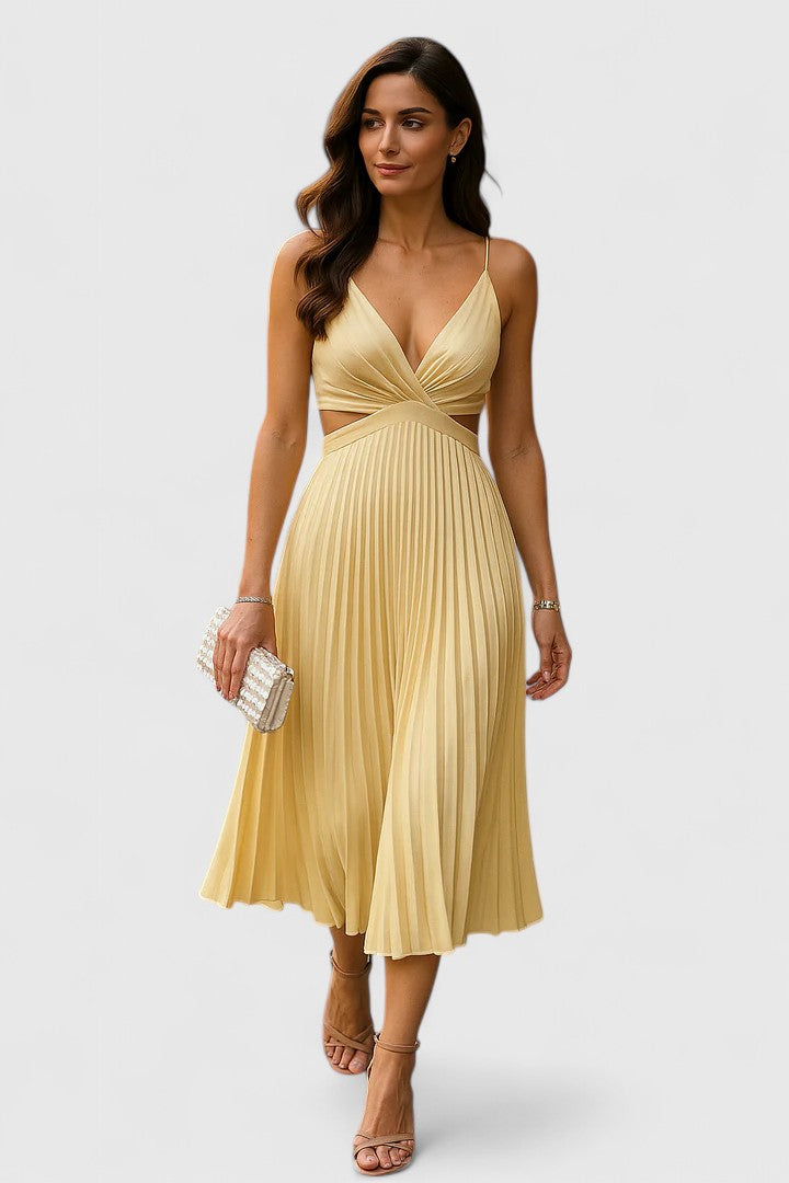 Robe de Mariage pour Invitées | Sans Manches Plissée
