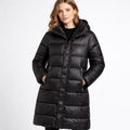 Doudoune Longue Femme avec Capuche et Poches pour l'Hiver