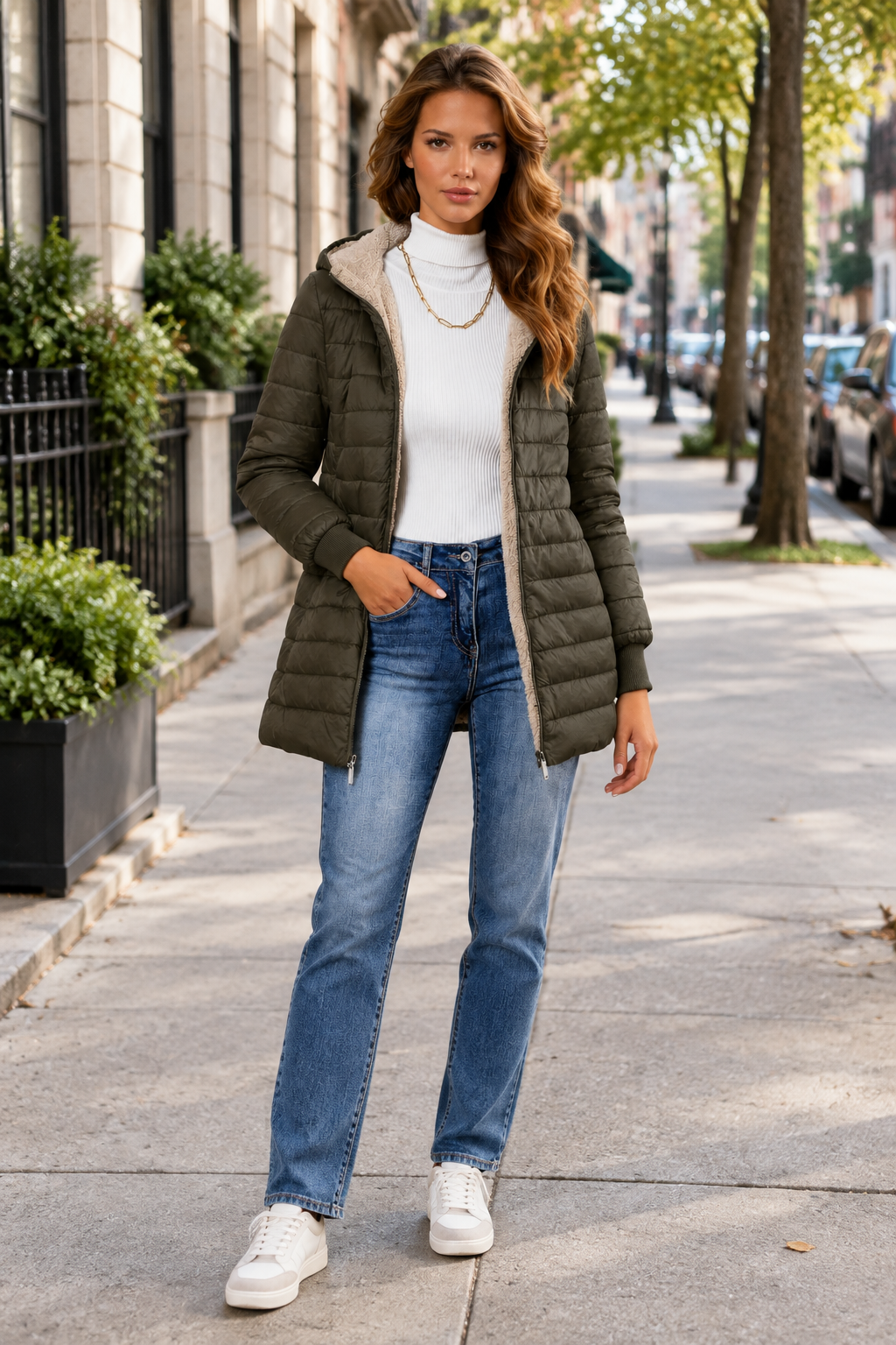 Parka d'Hiver Décontractée avec Design à Capuche Confortable