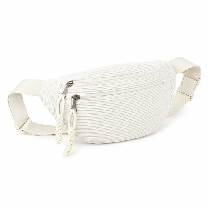 Sac banane femme en nylon côtelé avec bandoulière réglable