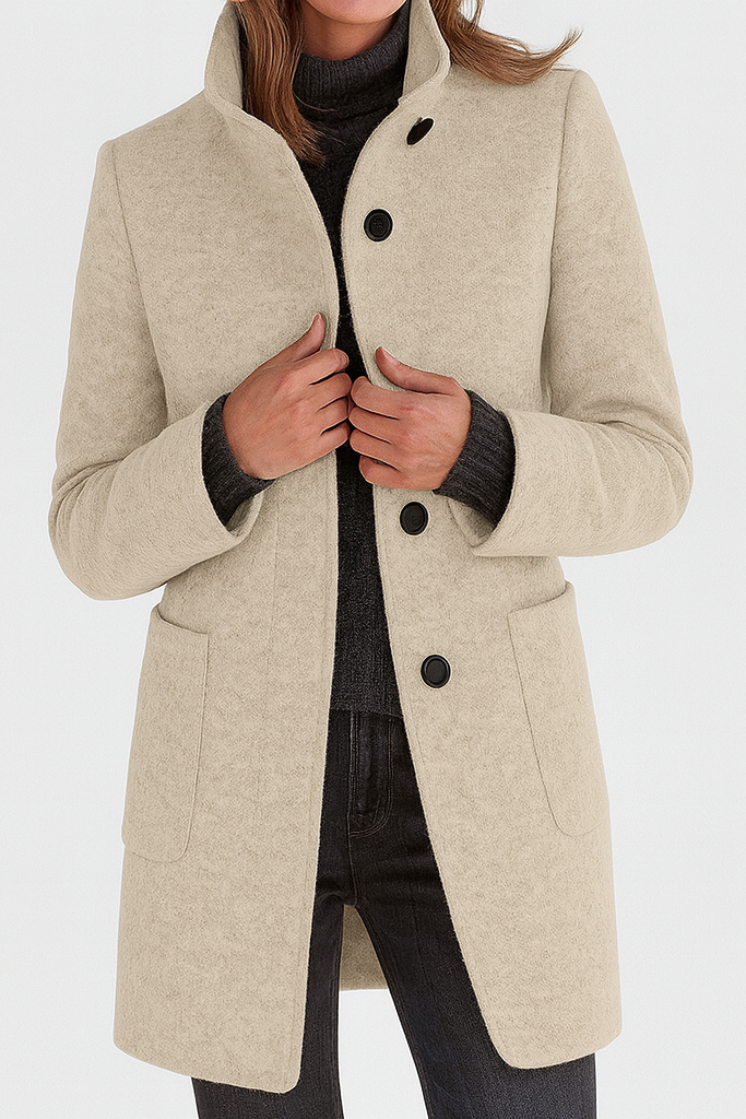 Manteau long à col classique avec boutons élégants