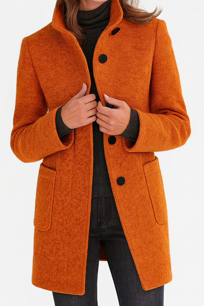Manteau long à col classique avec boutons élégants