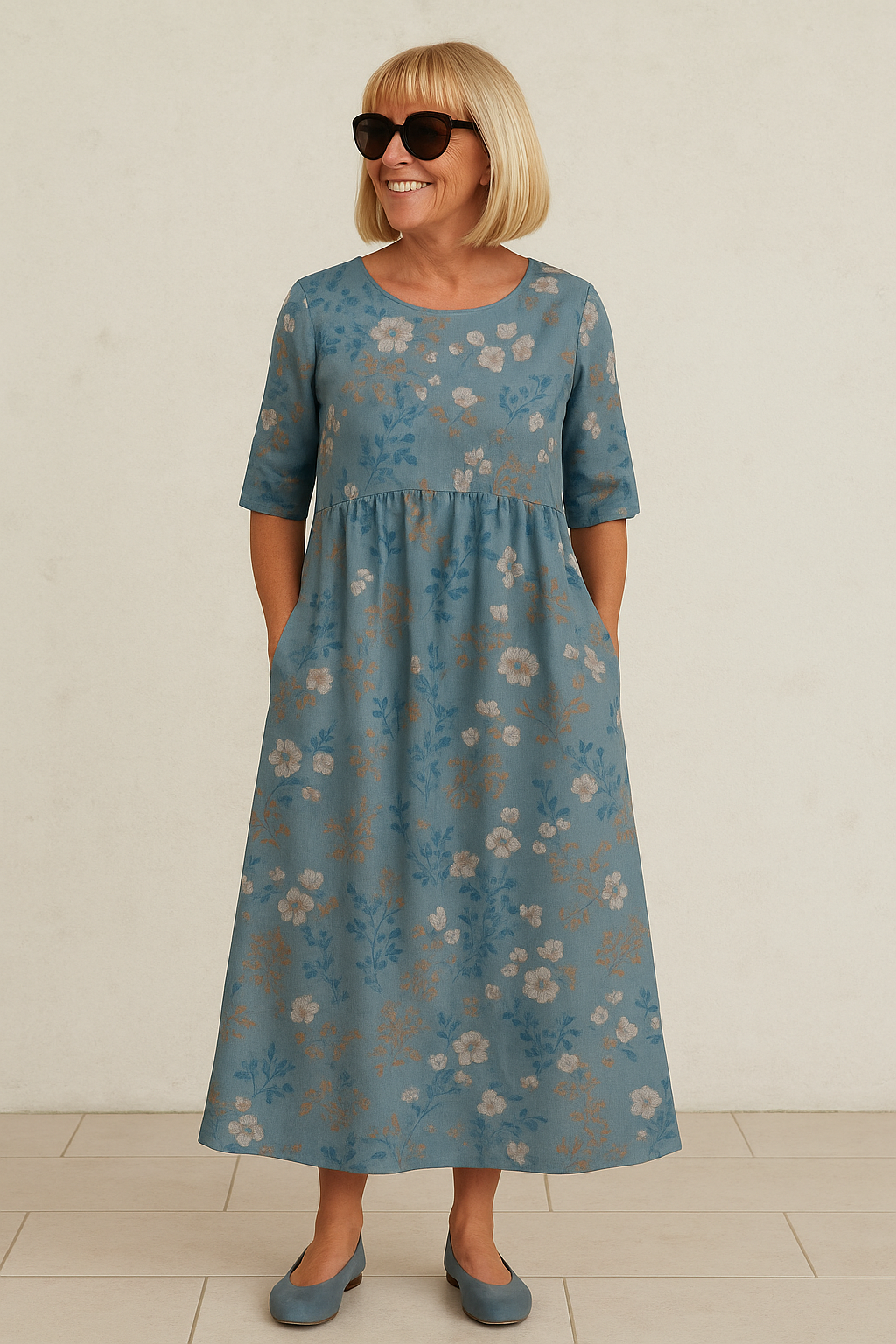 Eliza | Robe Midi Décontractée - Style Sans Couture, Confort Quotidien