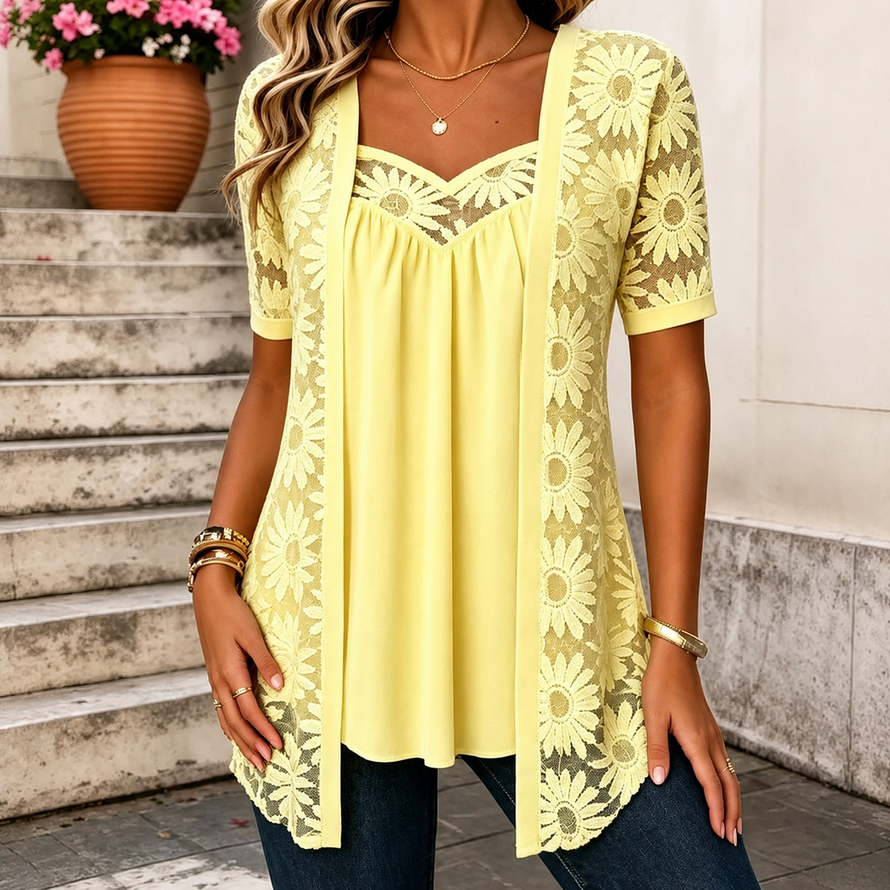 Soravie | Blouse en dentelle confortable pour le quotidien et les loisirs
