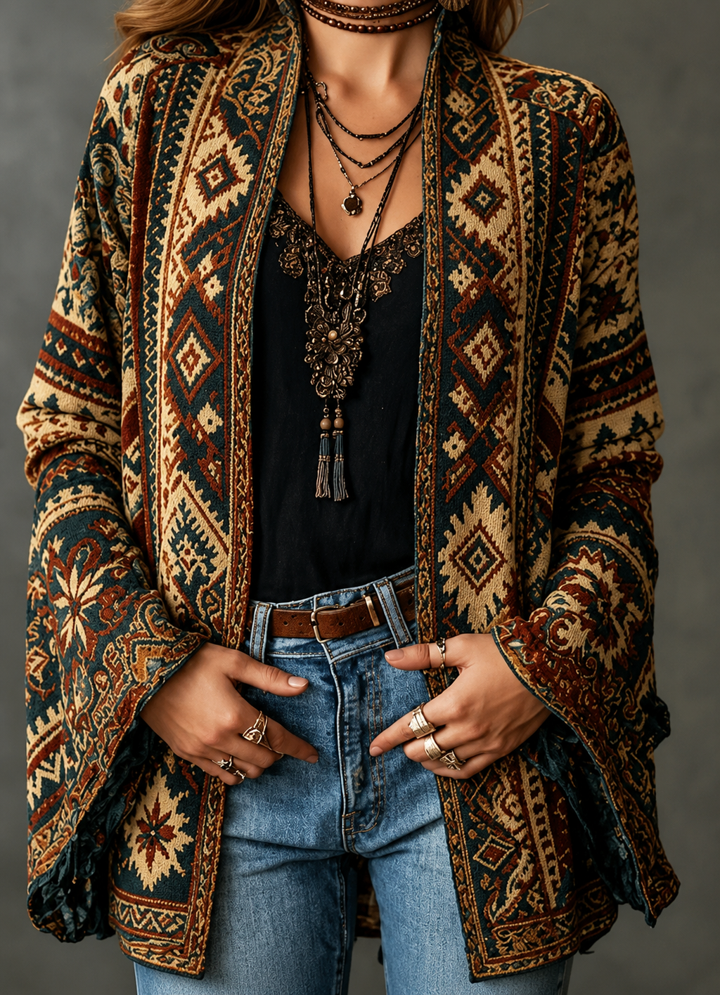 Clavella | Manteau pour femmes à motifs dans le style bohémien