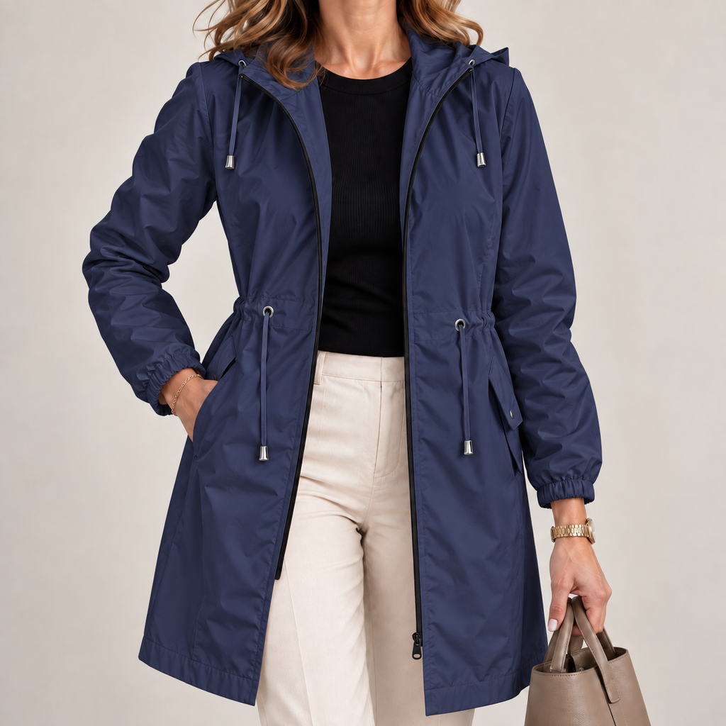 Parka femme légère imperméable à capuche ajustable