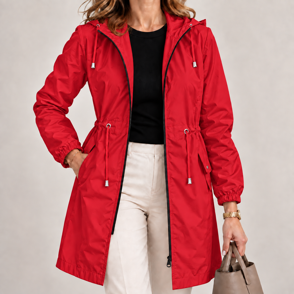 Parka femme légère imperméable à capuche ajustable