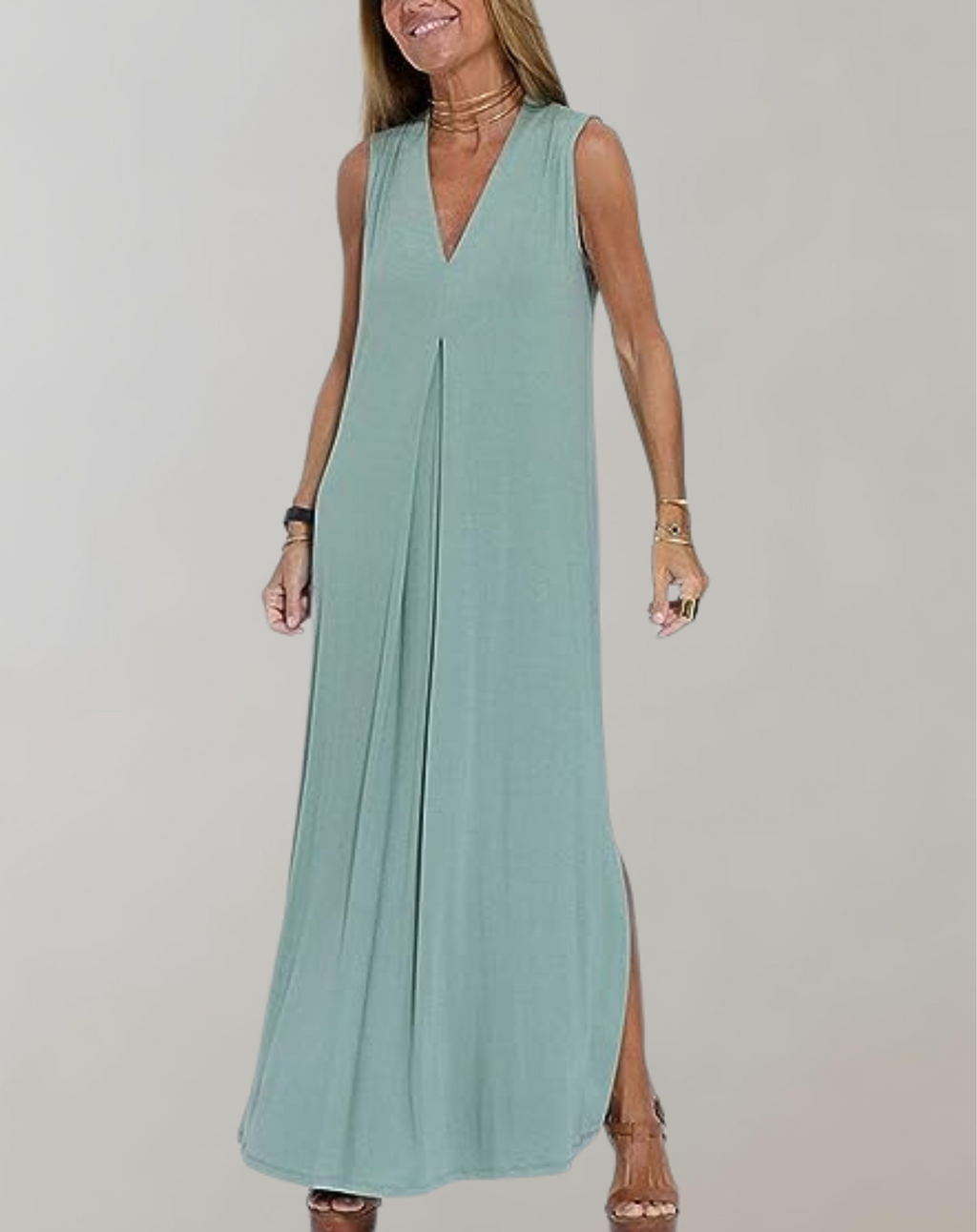 Robe Maxi à Col V pour une Élégance Estivale