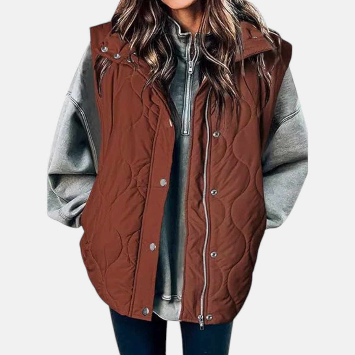 Gilet pour femmes avec boutons et poches, capuche