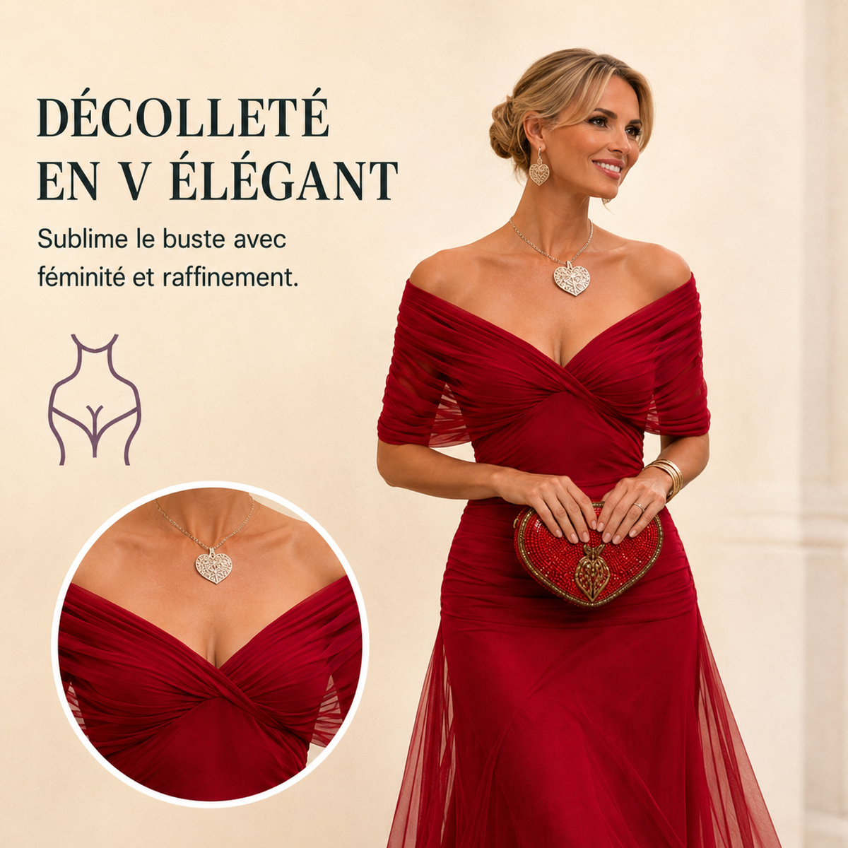 Clara | Robe de cocktail élégante pour femmes Maxi décolleté en V en chiffon