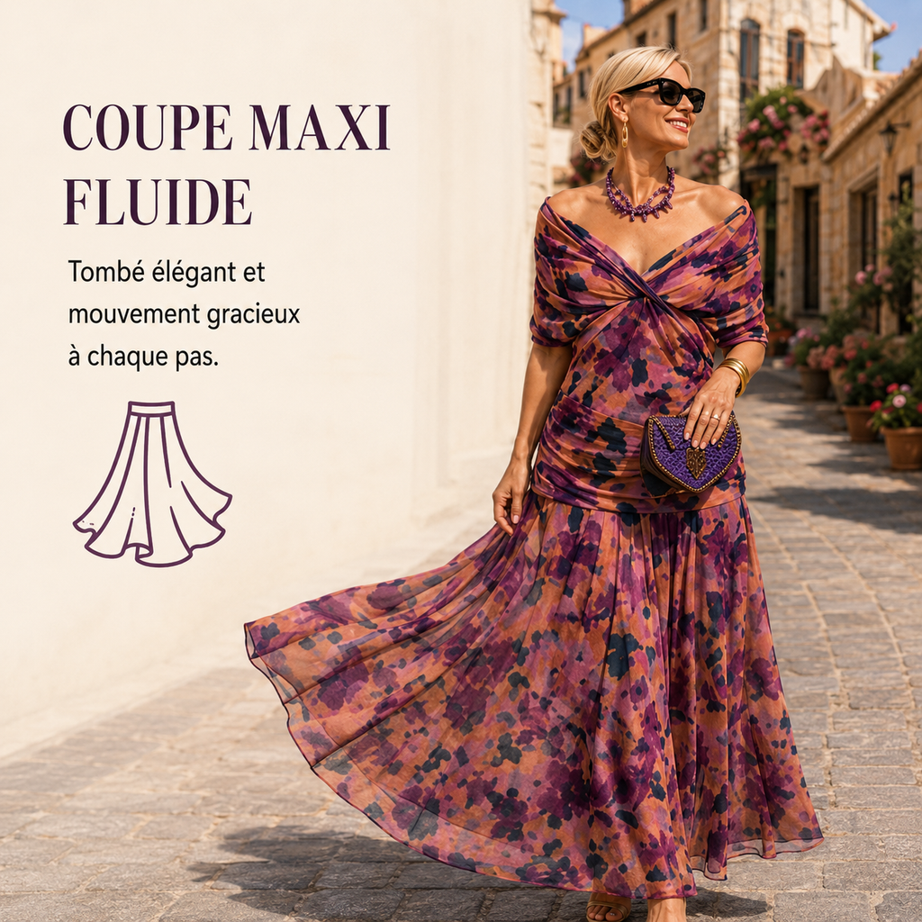 Clara | Robe de cocktail élégante pour femmes Maxi décolleté en V en chiffon