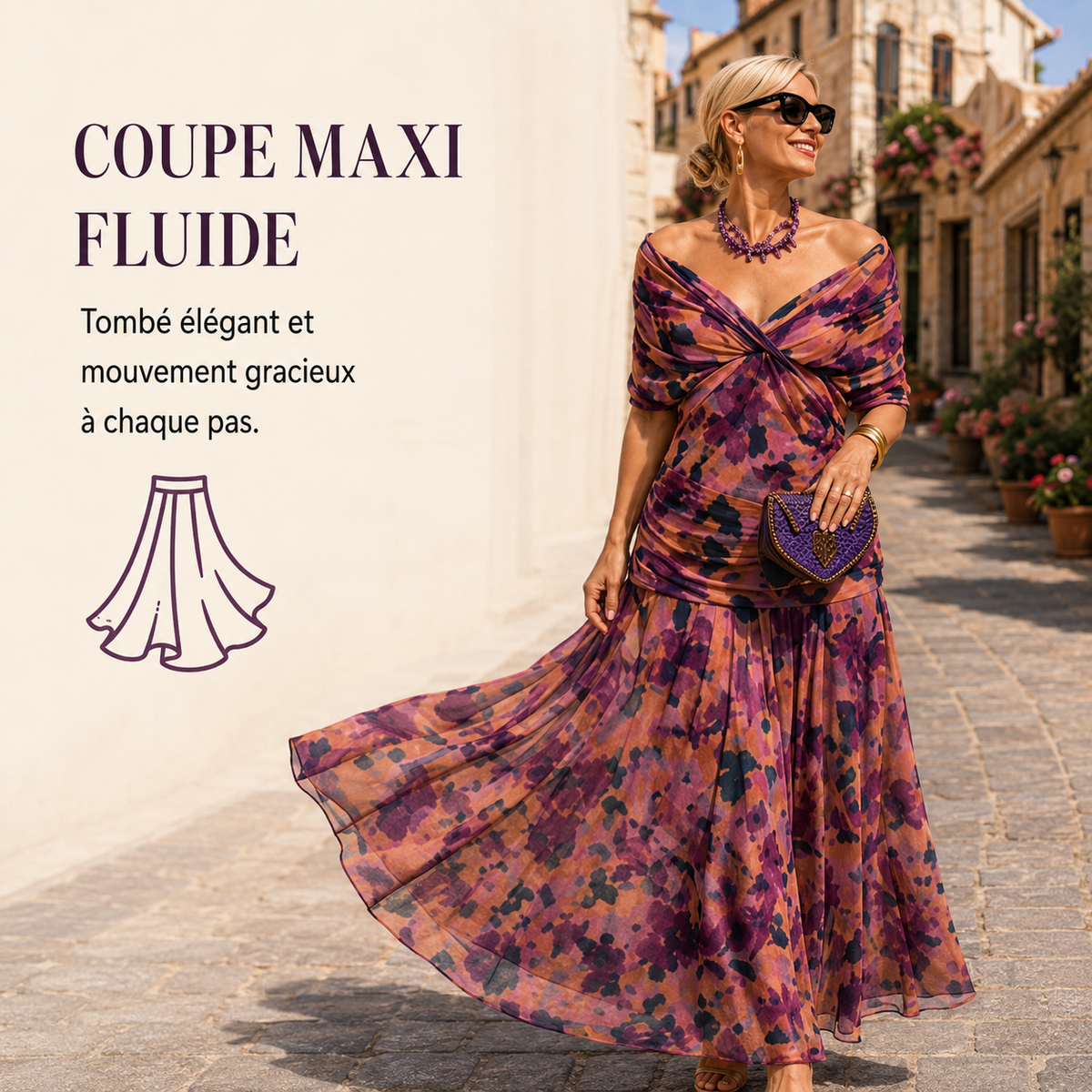 Clara | Robe de cocktail élégante pour femmes Maxi décolleté en V en chiffon