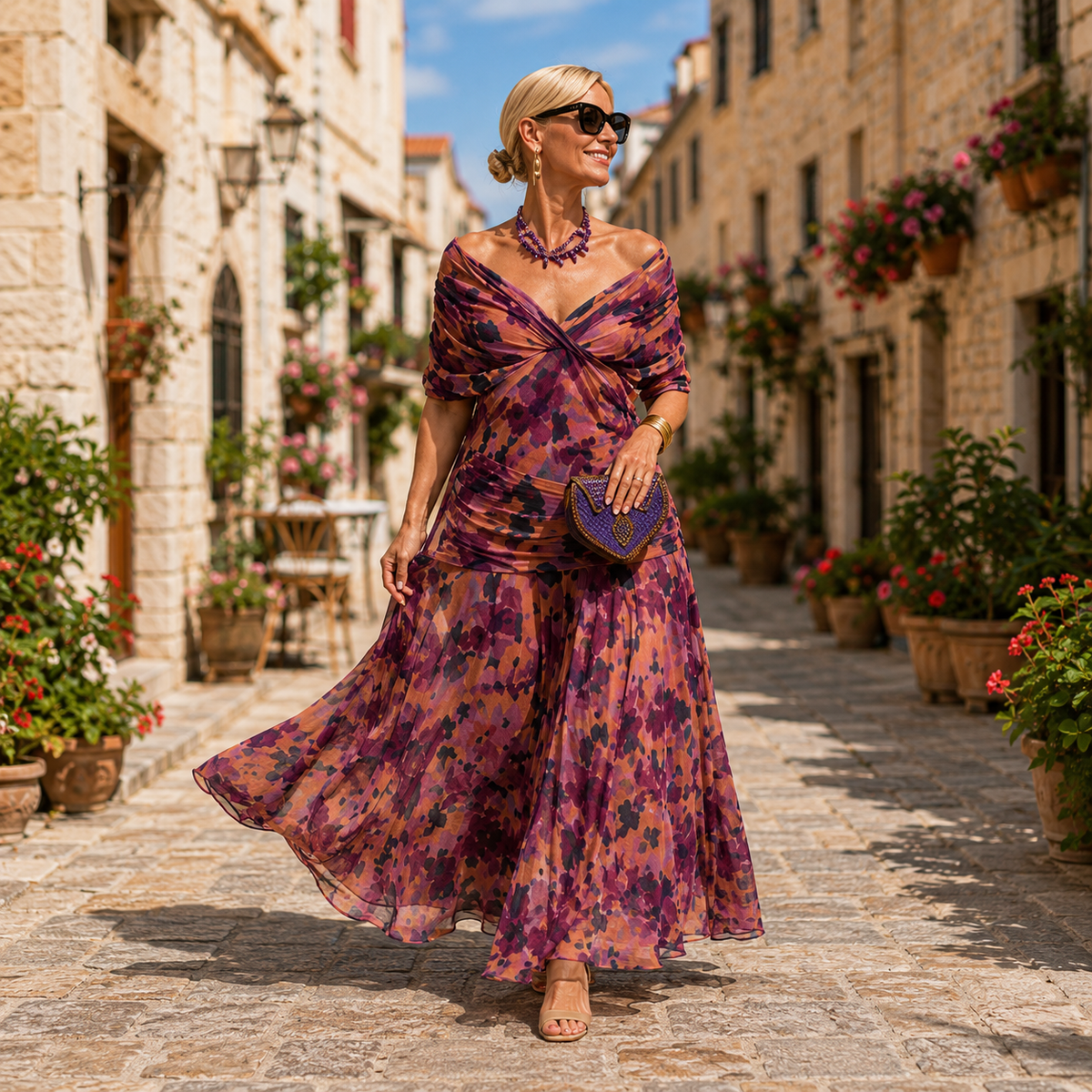 Clara | Robe de cocktail élégante pour femmes Maxi décolleté en V en chiffon