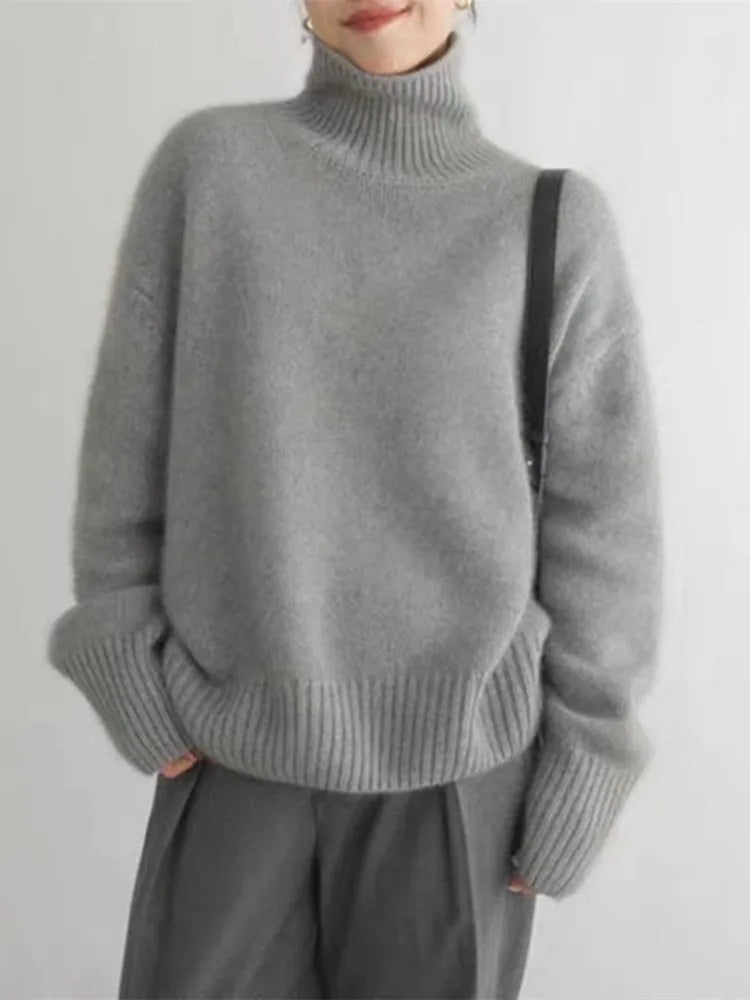 Jolanda - Pull Col Roulé Oversize Élégant
