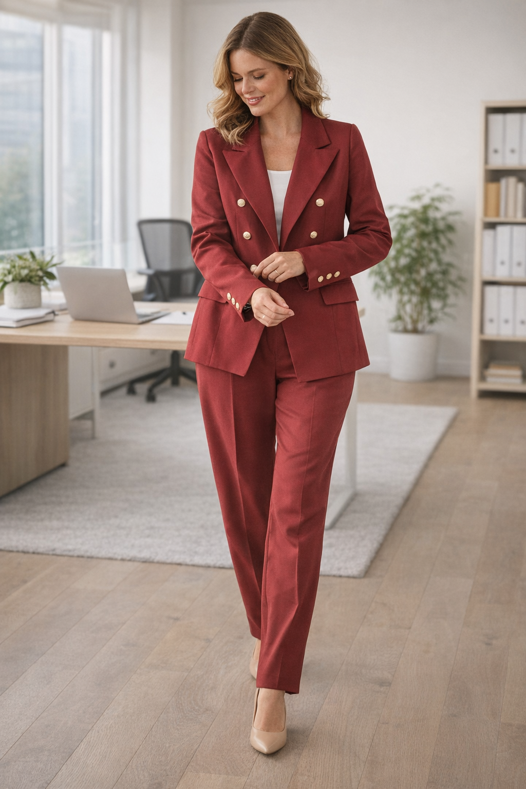 Ensemble de Costume Femme à Deux Pièces avec Blazer Croisé