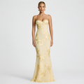 Emeline - Robe longue à corset en jacquard floral