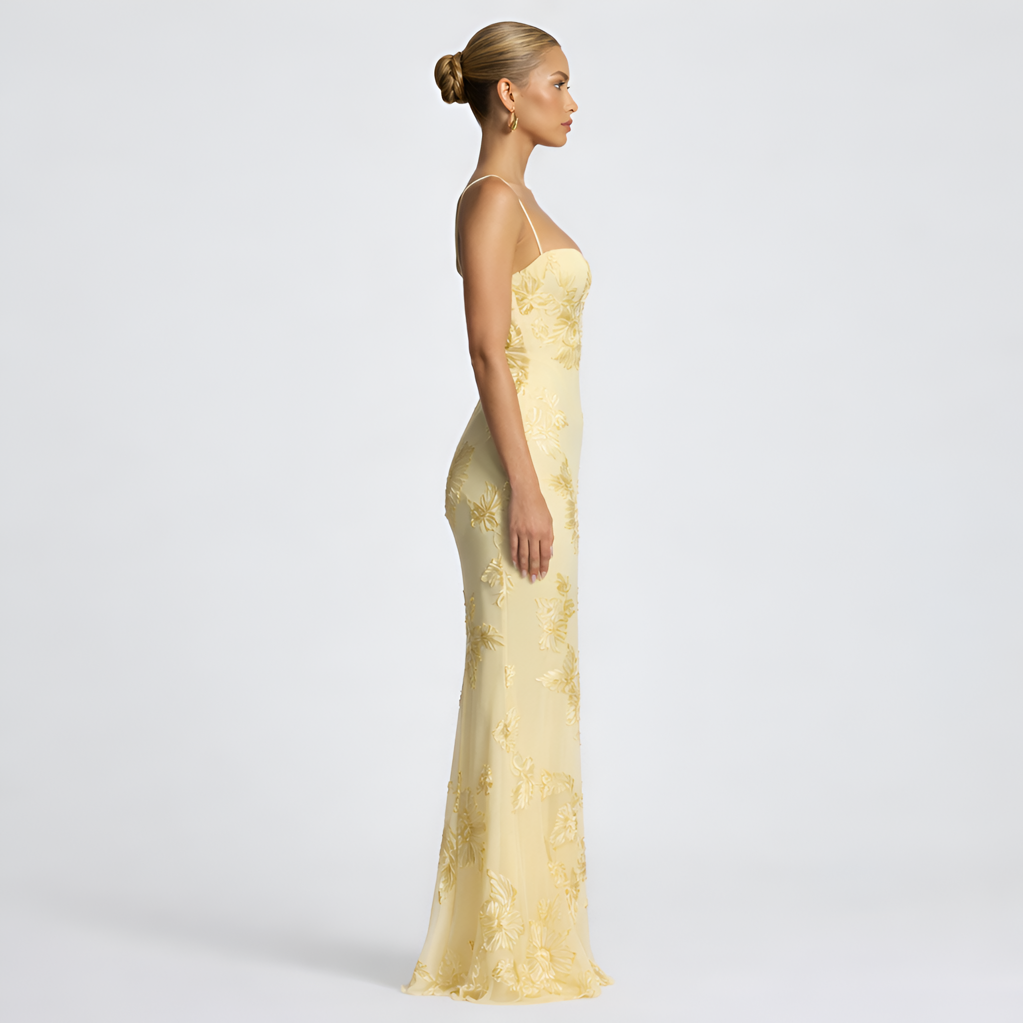 Emeline - Robe longue à corset en jacquard floral