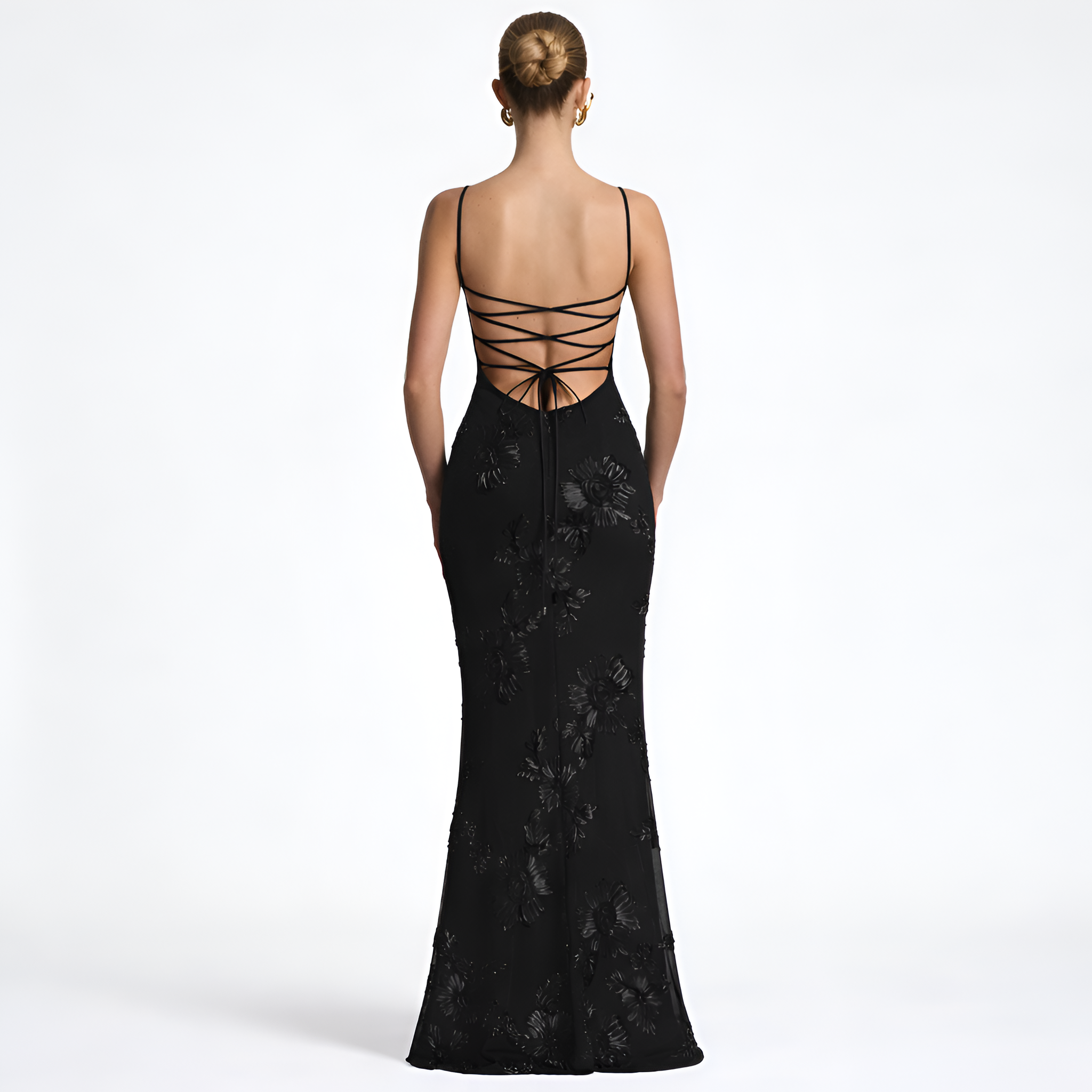 Emeline - Robe longue à corset en jacquard floral