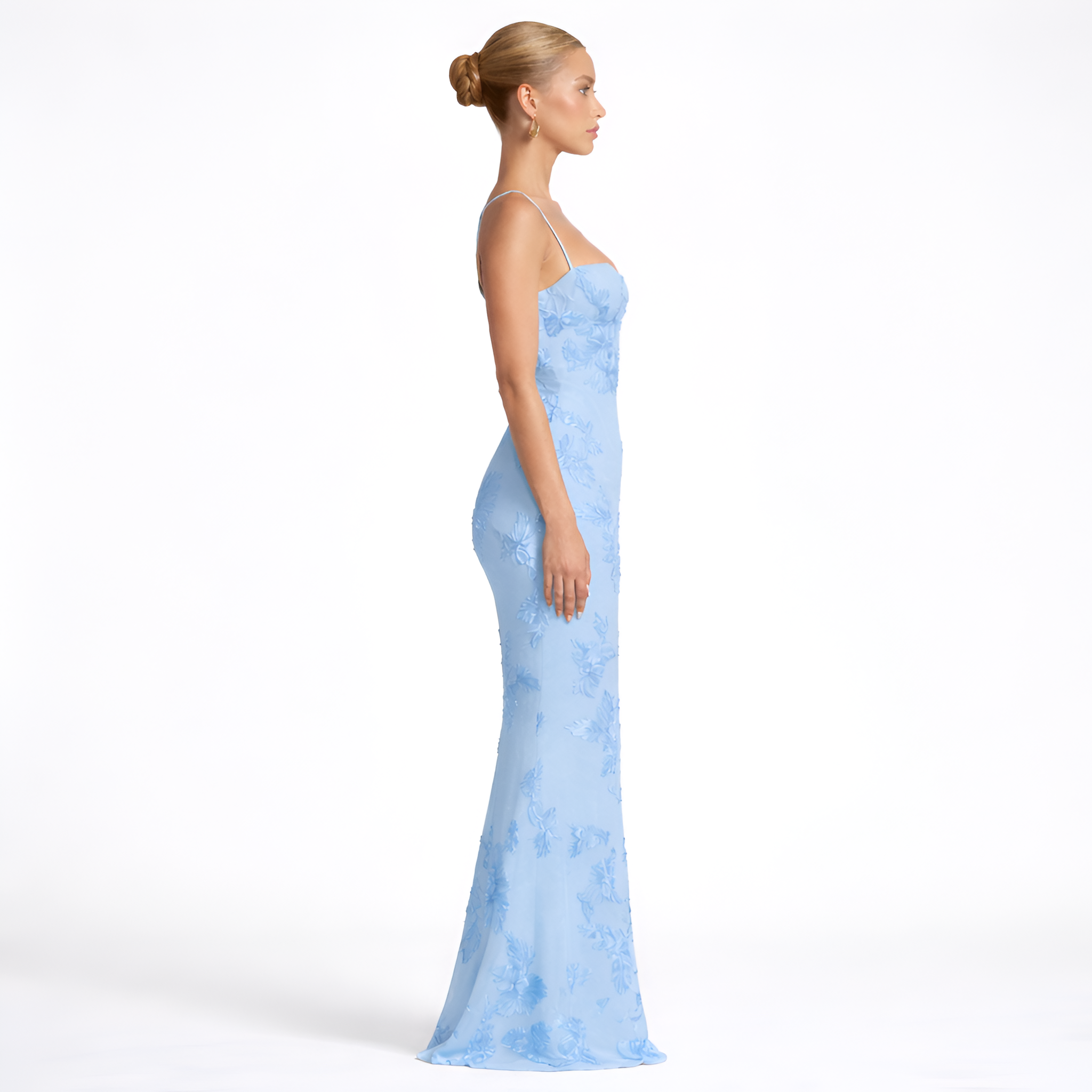 Emeline - Robe longue à corset en jacquard floral
