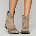 Bottes en Similicuir Suédé de Style Cowboy