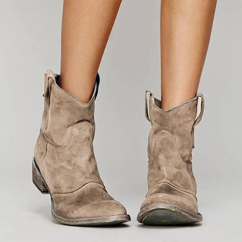 Bottes en Similicuir Suédé de Style Cowboy