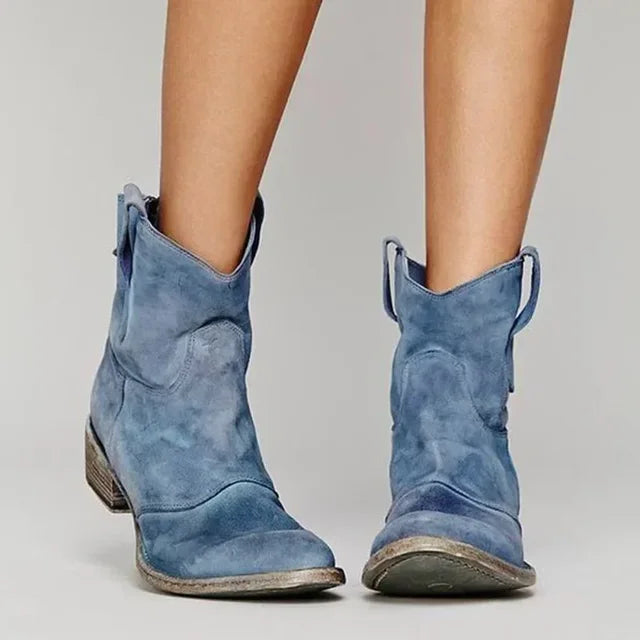 Bottes en Similicuir Suédé de Style Cowboy