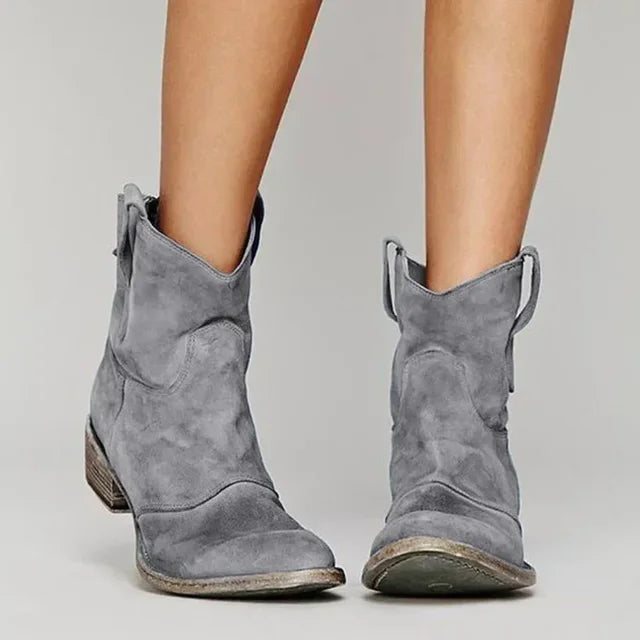 Bottes en Similicuir Suédé de Style Cowboy